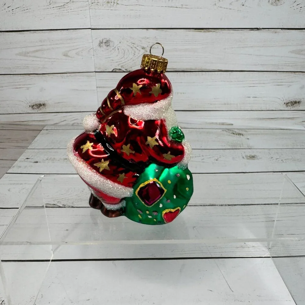 Vtg 2002 Target Hand Painted Blown Glass Santa Ornament‎ Original Box Christmas
